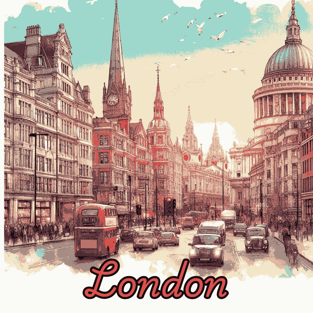 London Watercolour Effect Postcard – Hope Spring Charity eCards